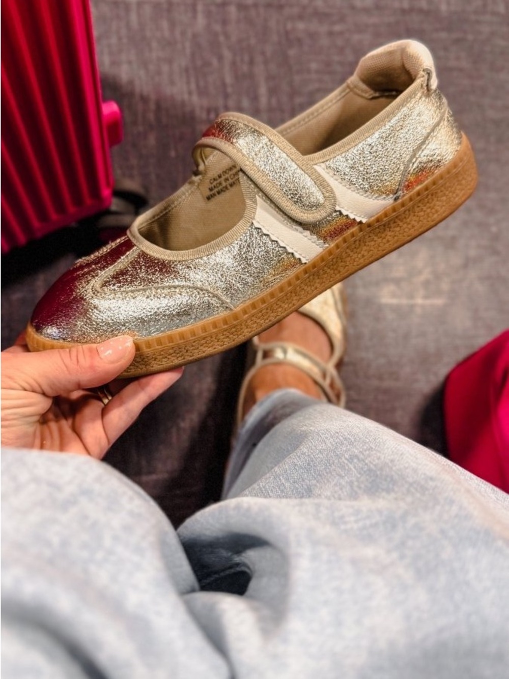 Corkys Metallic Gold Mary Jane Sneaker with Velcro Strap size 10